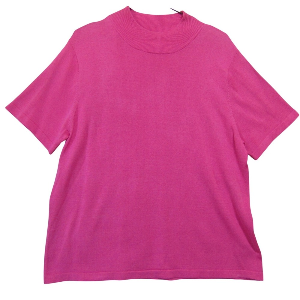 Sydney‎ Easton Knit Top Womens Pink Excellent Silk Cotton Mock Neck Short Sleeve